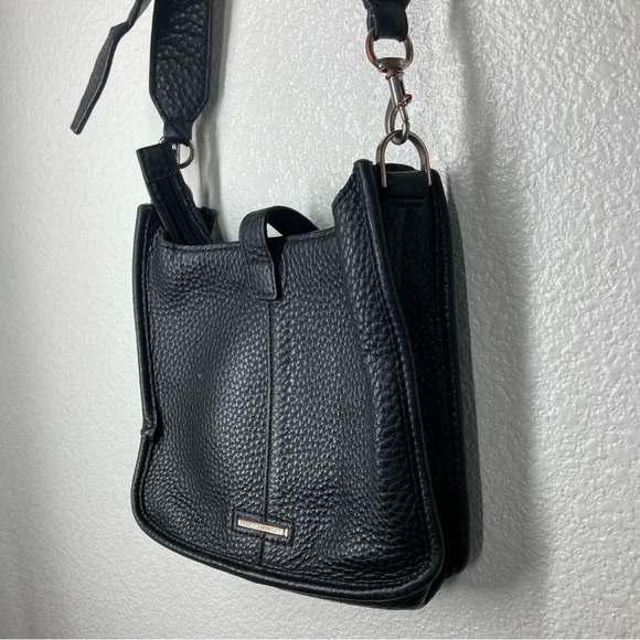 Rebecca Minkoff Pebbled Leather Mini Tote Bag 8x7" Black Minimalist - Picture 7 of 16